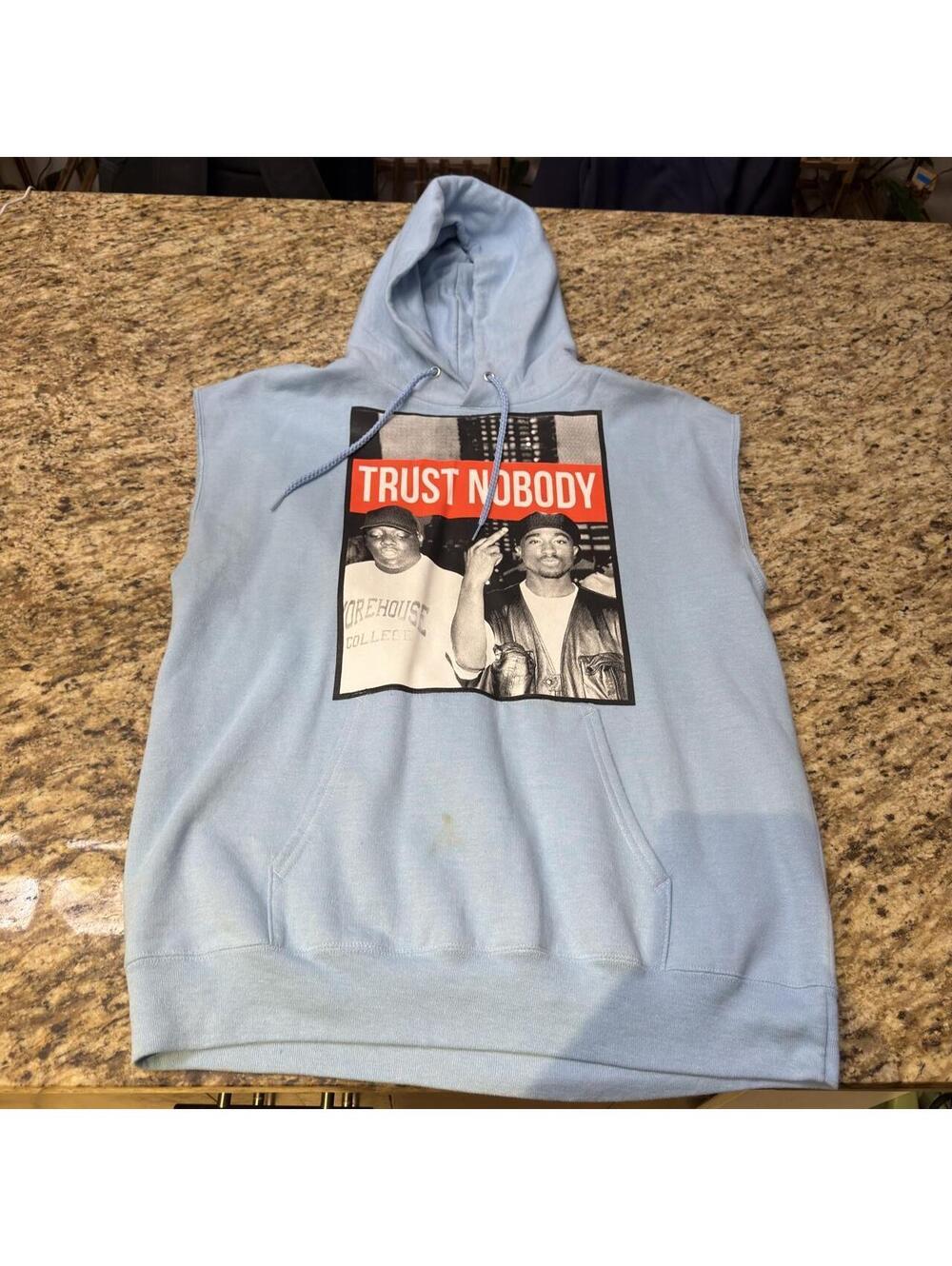 Blue sleeveless hoodie - 'TRUST NOBODY' #trustnobody #sleeveless #tupac
